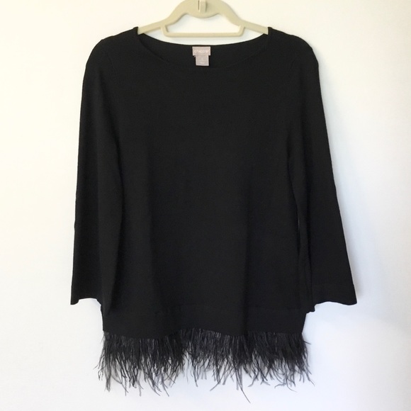 Chico's Sweaters - Chico’s Feather Hem Pullover Sweater - S